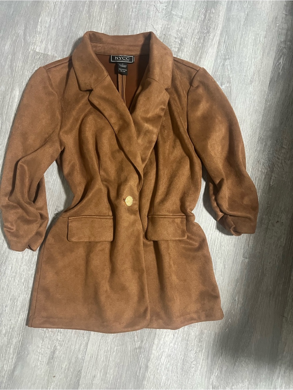 NYC Tan Suede-Feel Single-Button Blazer
